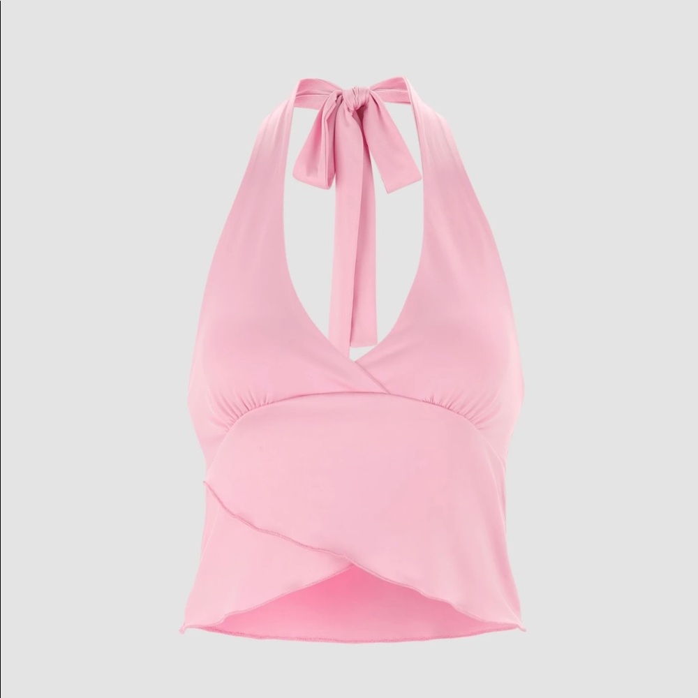 Pink sleeveless halter top